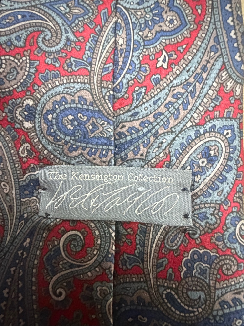 Lord & Taylor The Kensington Collection Men’s Paisley Tie Red Navy Blue - Picture 4 of 6